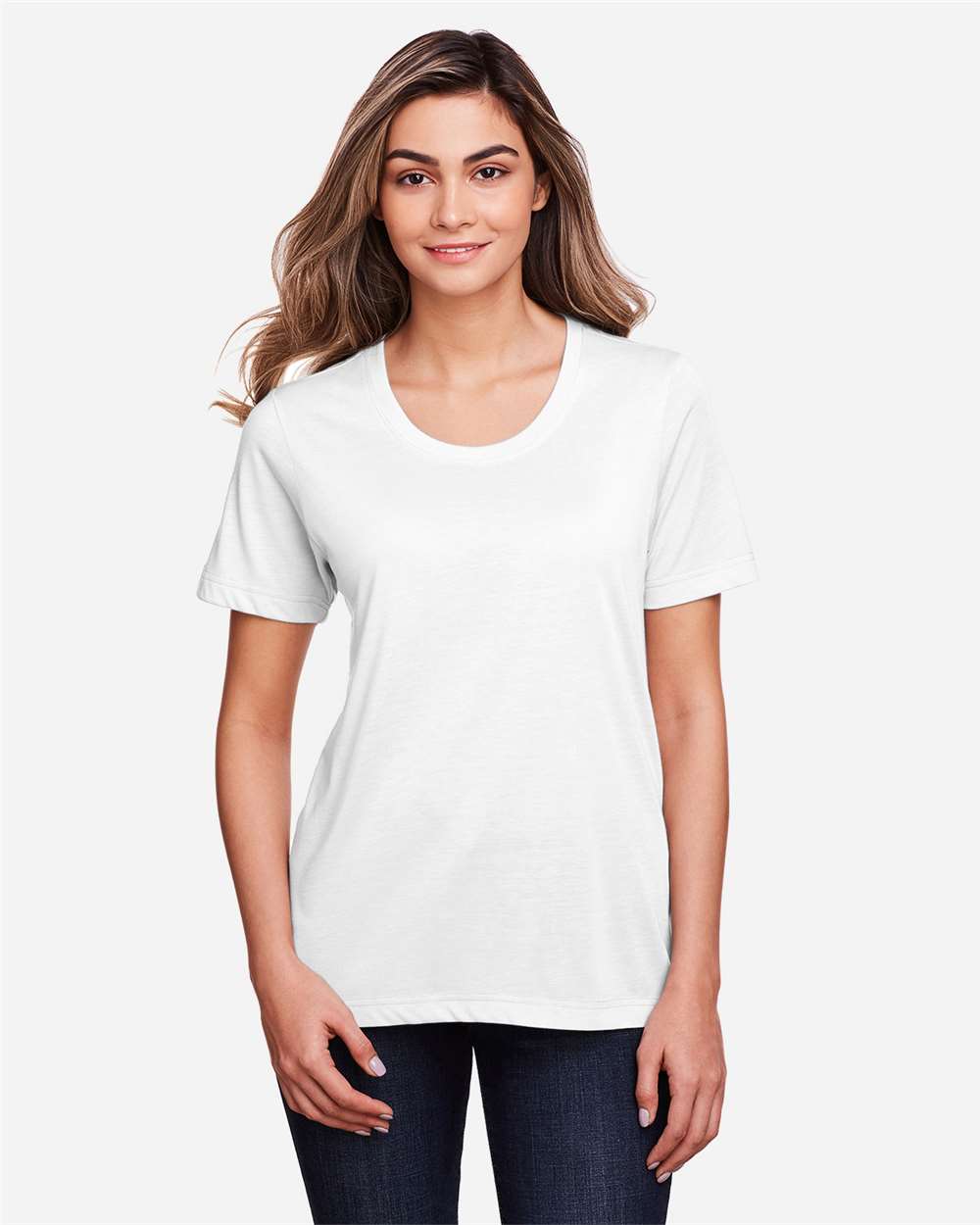 Women's Fusion ChromaSoft™ Performance T-Shirt - OnModelFront - B273A7002 - White