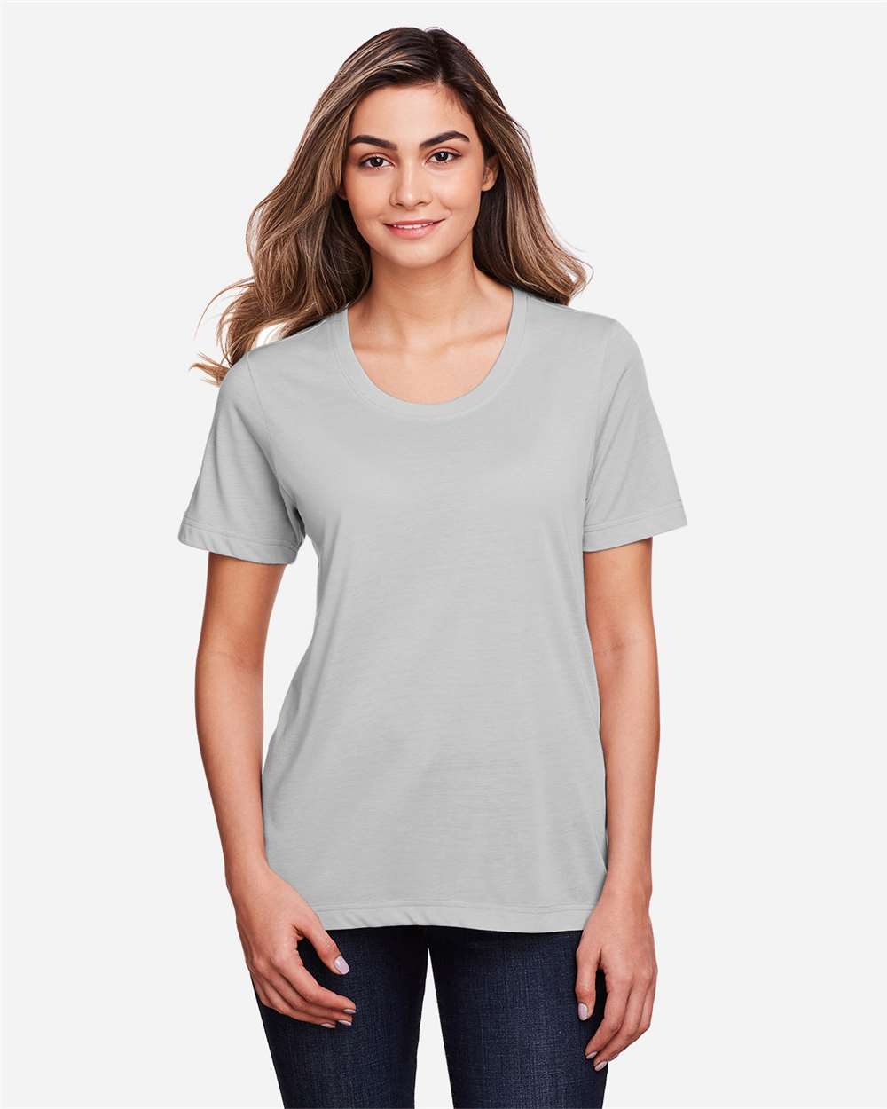 Women's Fusion ChromaSoft™ Performance T-Shirt - OnModelFront - B273A7352 - Platinum