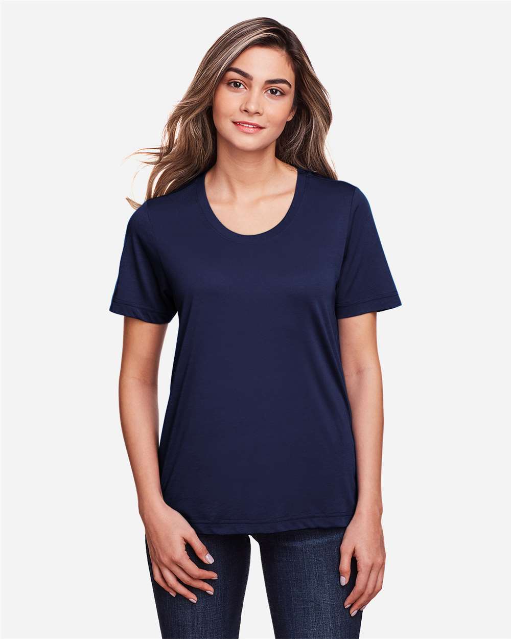Women's Fusion ChromaSoft™ Performance T-Shirt - OnModelFront - B273A7652 - Classic Navy