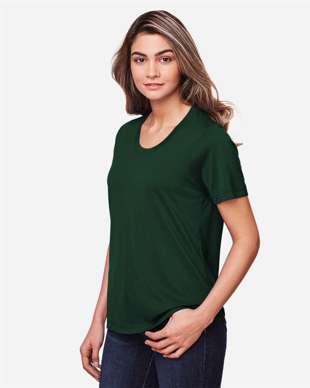 Women's Fusion ChromaSoft™ Performance T-Shirt - OnModelSide - B273A7542 - Forest