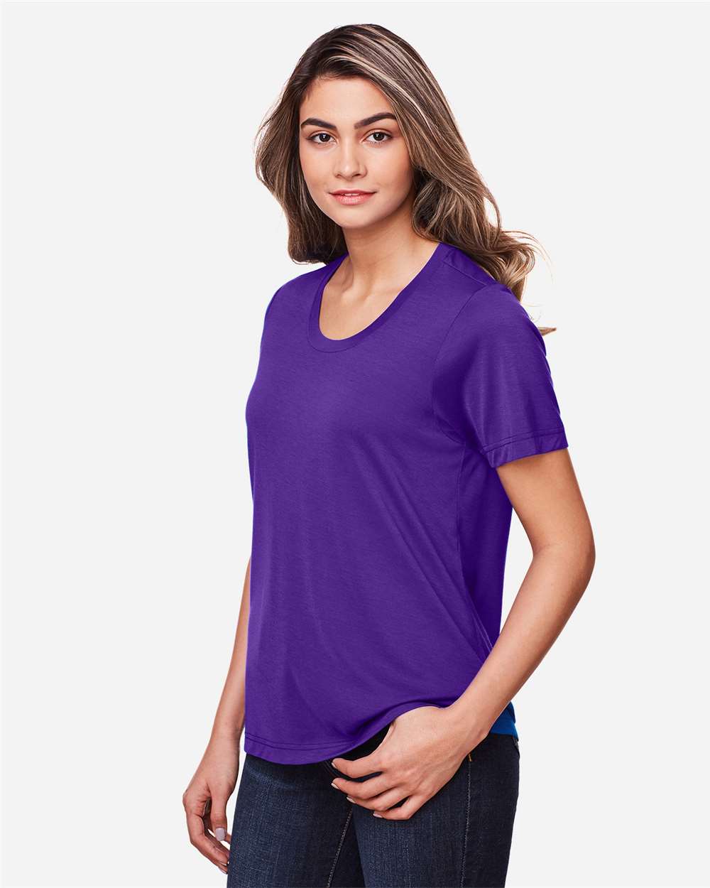 Women's Fusion ChromaSoft™ Performance T-Shirt - OnModelSide - B273A7672 - Campus Purple