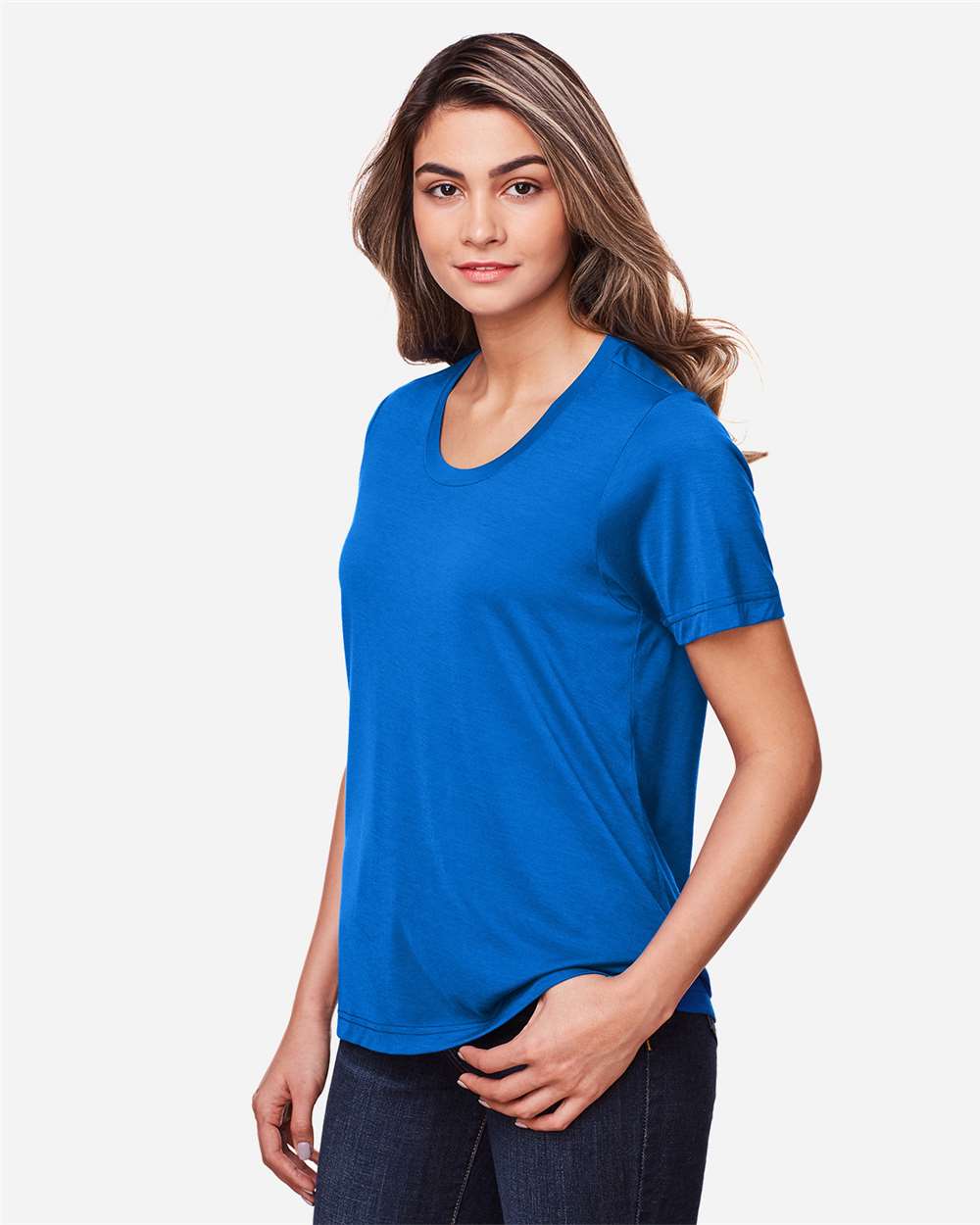 Women's Fusion ChromaSoft™ Performance T-Shirt - OnModelSide - B273A7752 - True Royal