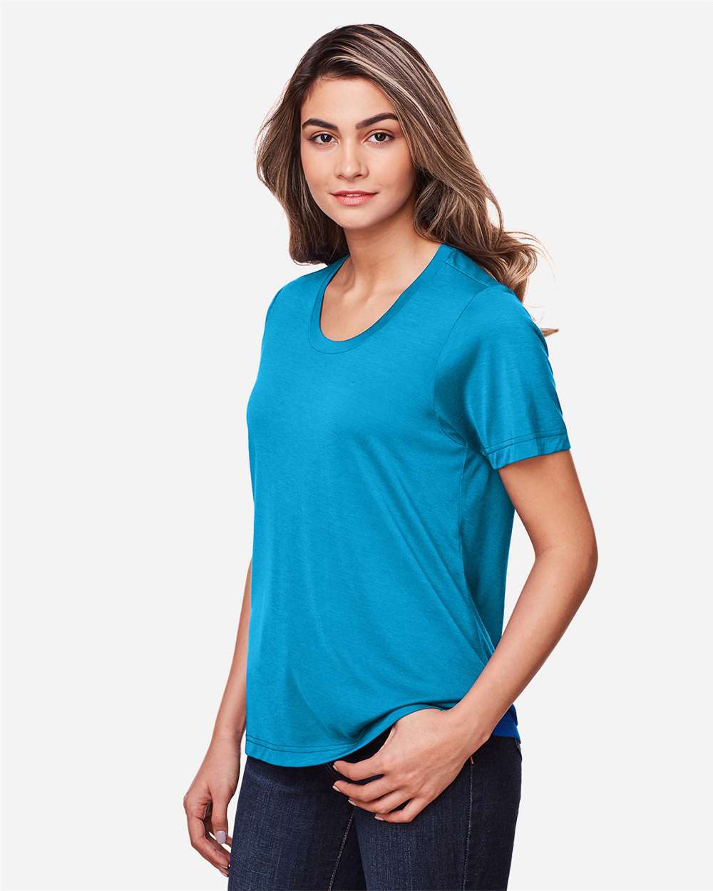 Women's Fusion ChromaSoft™ Performance T-Shirt - OnModelSide - B273A7762 - Electric Blue