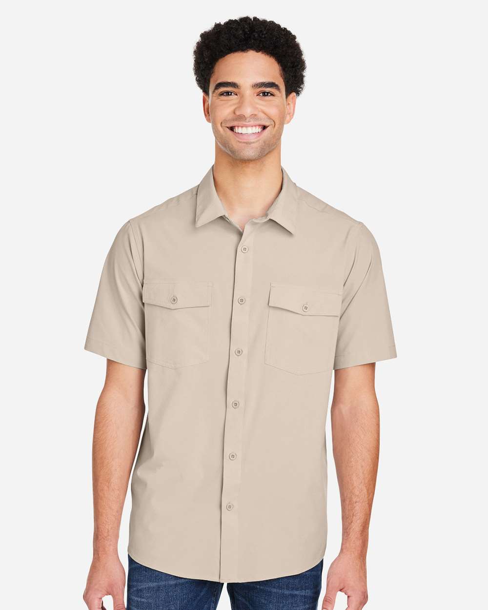 Men's Ultra UVP® Marina Shirt - OnModelFront - B290A7733 - Stone