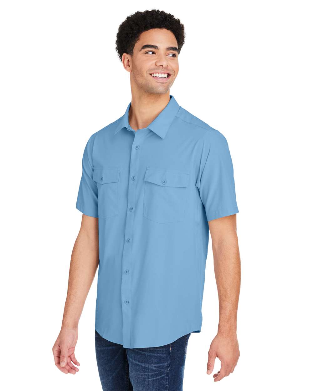 Men's Ultra UVP® Marina Shirt - OnModelSide - B290A7263 - Columbia Blue
