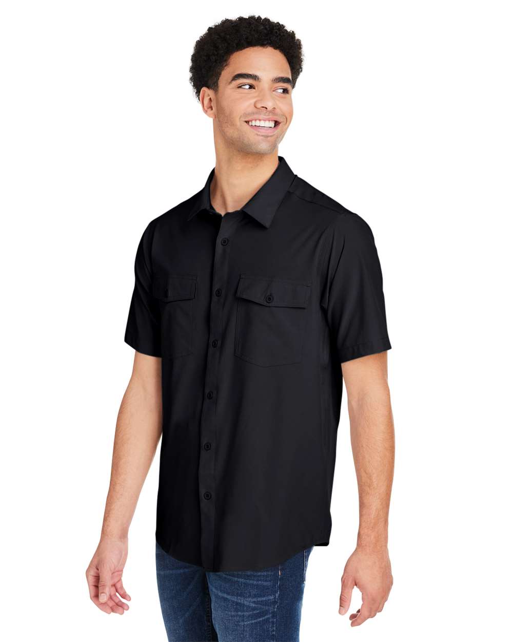 Men's Ultra UVP® Marina Shirt - OnModelSide - B290A7503 - Black
