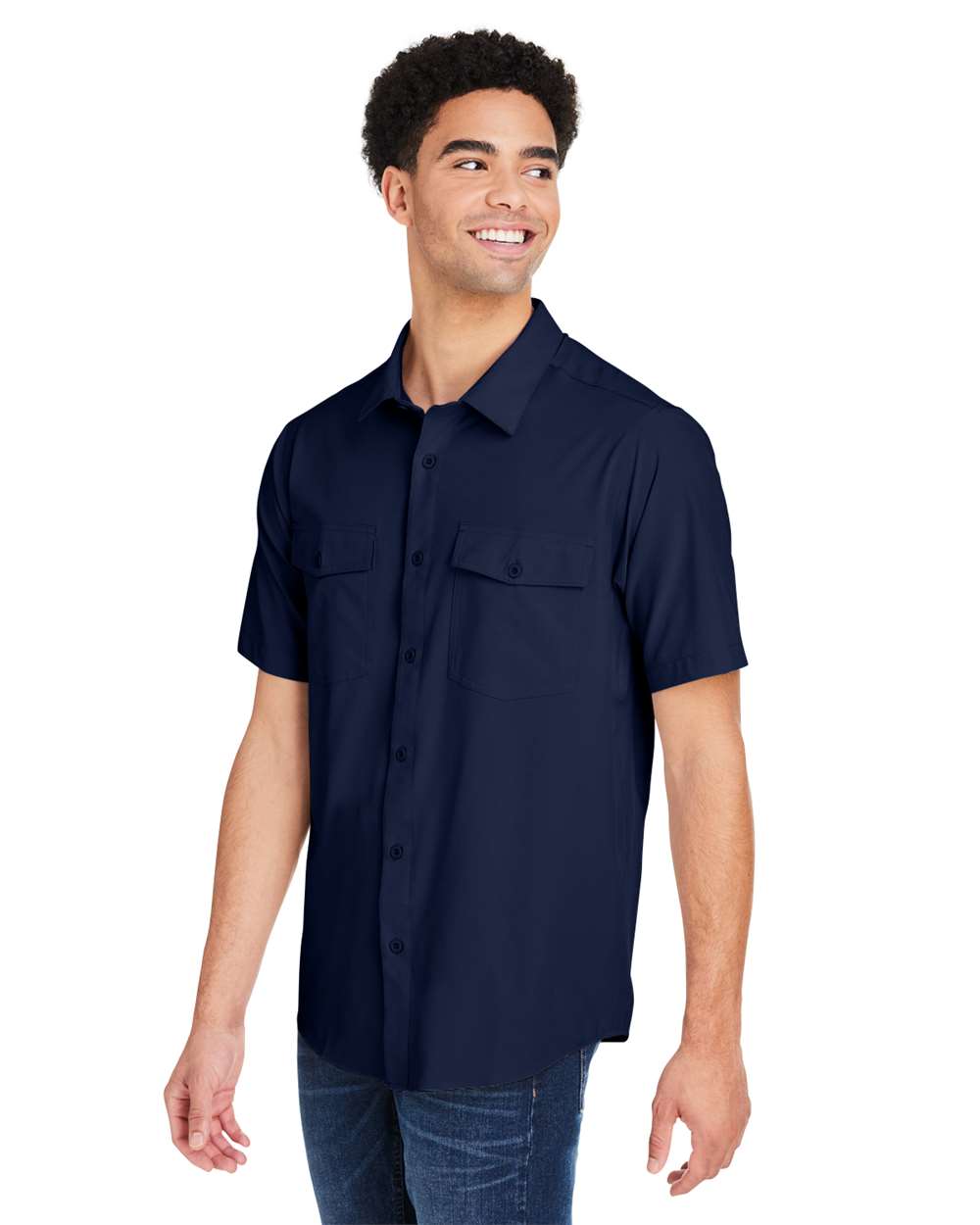 Men's Ultra UVP® Marina Shirt - OnModelSide - B290A7653 - Classic Navy