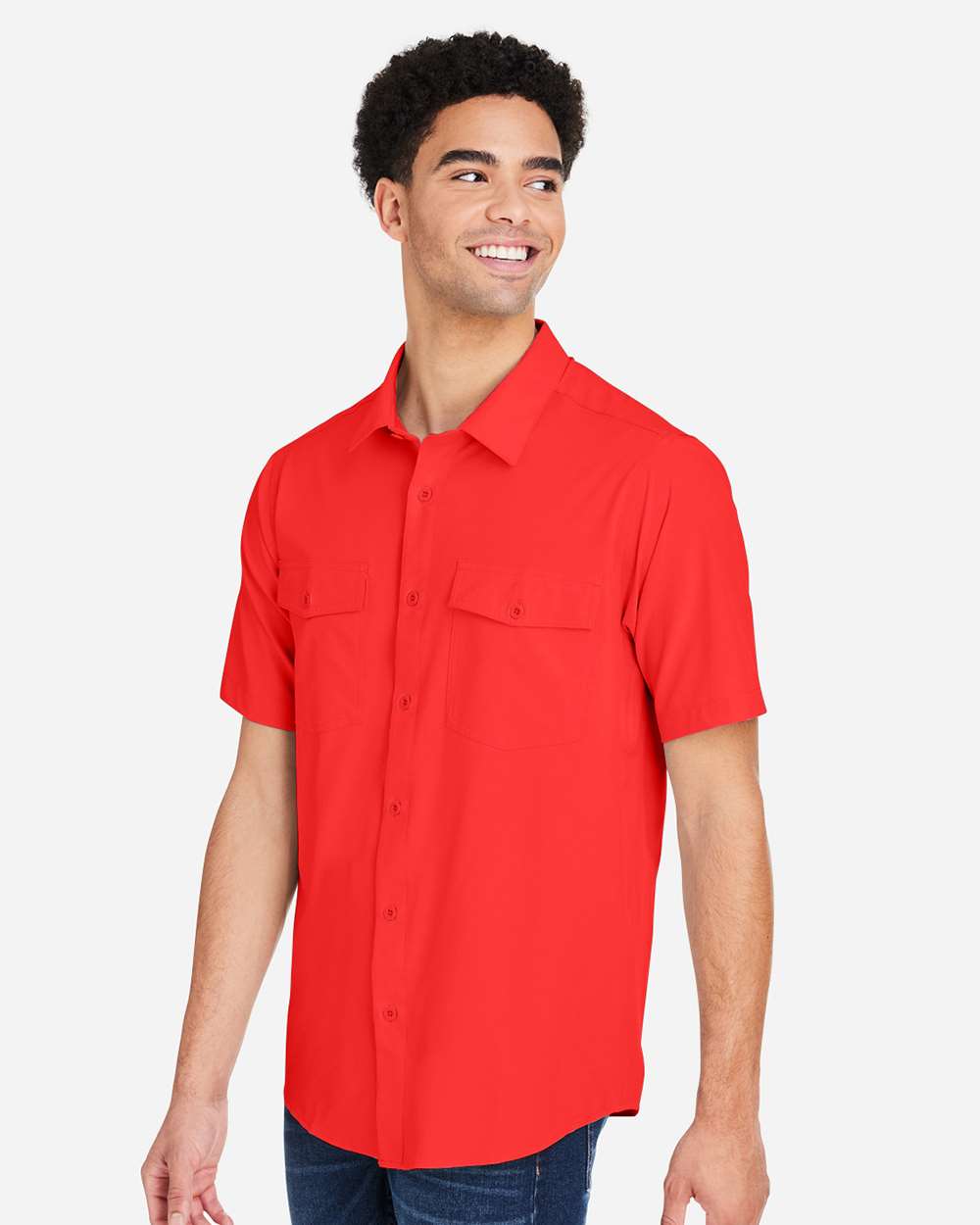 Men's Ultra UVP® Marina Shirt - OnModelSide - B290A7703 - Marina Red