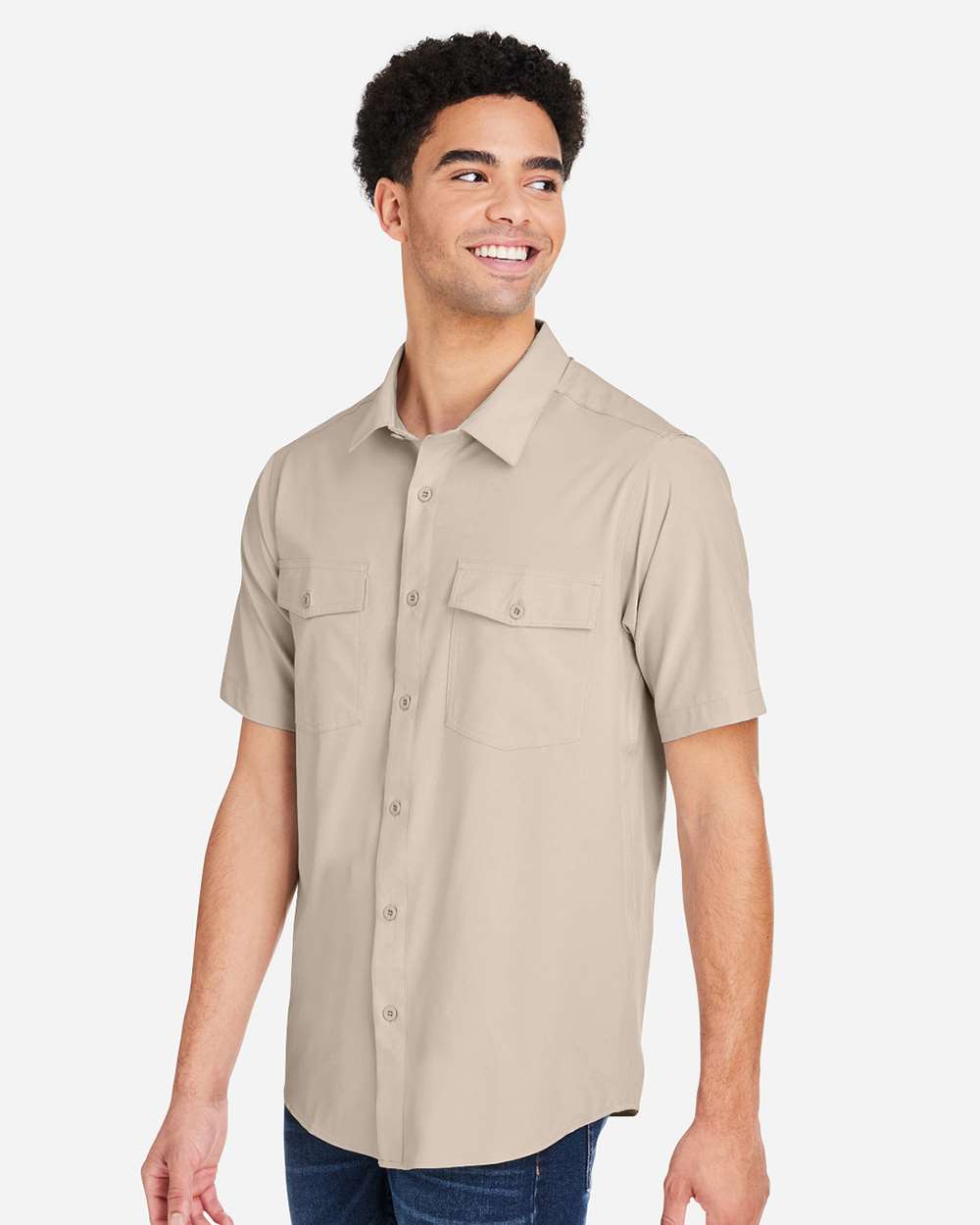 Men's Ultra UVP® Marina Shirt - OnModelSide - B290A7733 - Stone