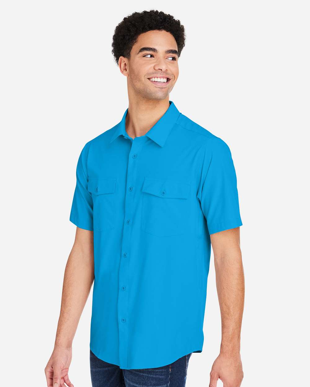 Men's Ultra UVP® Marina Shirt - OnModelSide - B290A7763 - Electric Blue