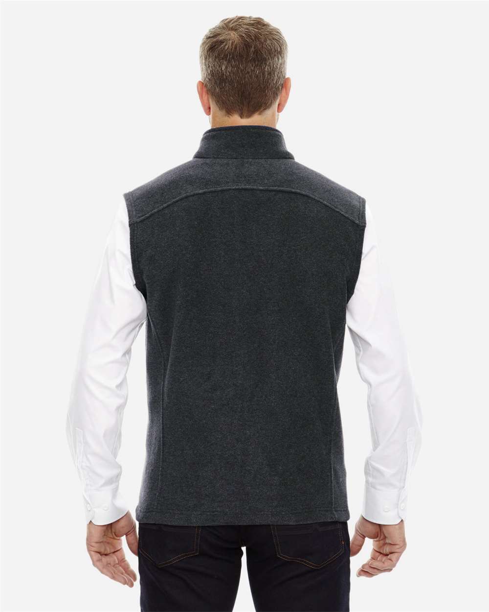 Men's Journey Fleece Vest - OnModelBack - B235A7583 - Heather Charcoal