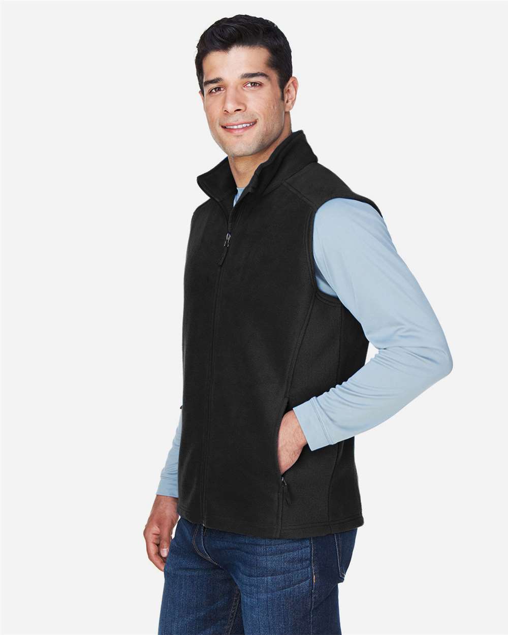 Men's Journey Fleece Vest - OnModelSide - B235A7503 - Black
