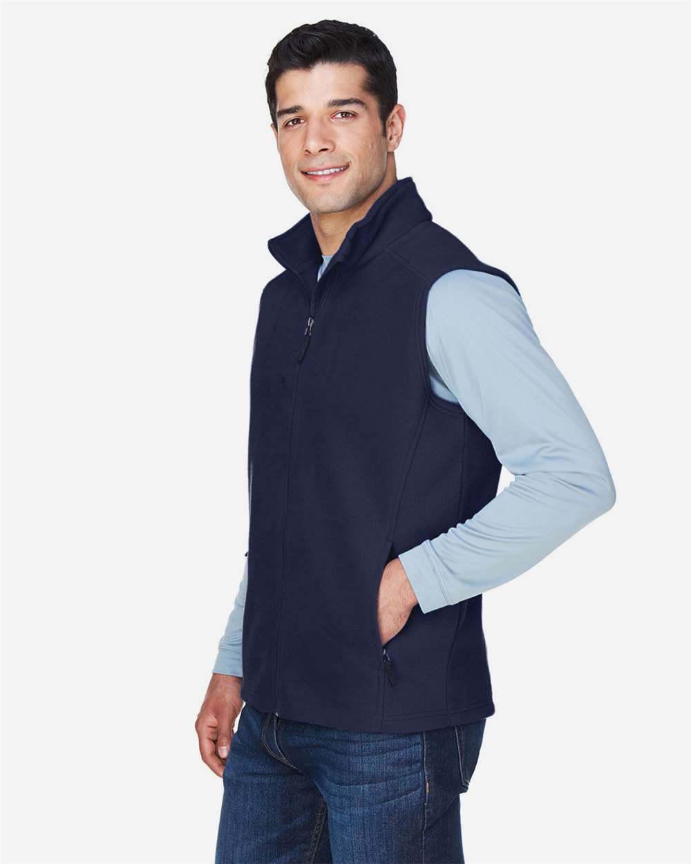 Men's Journey Fleece Vest - OnModelSide - B235A7653 - Classic Navy