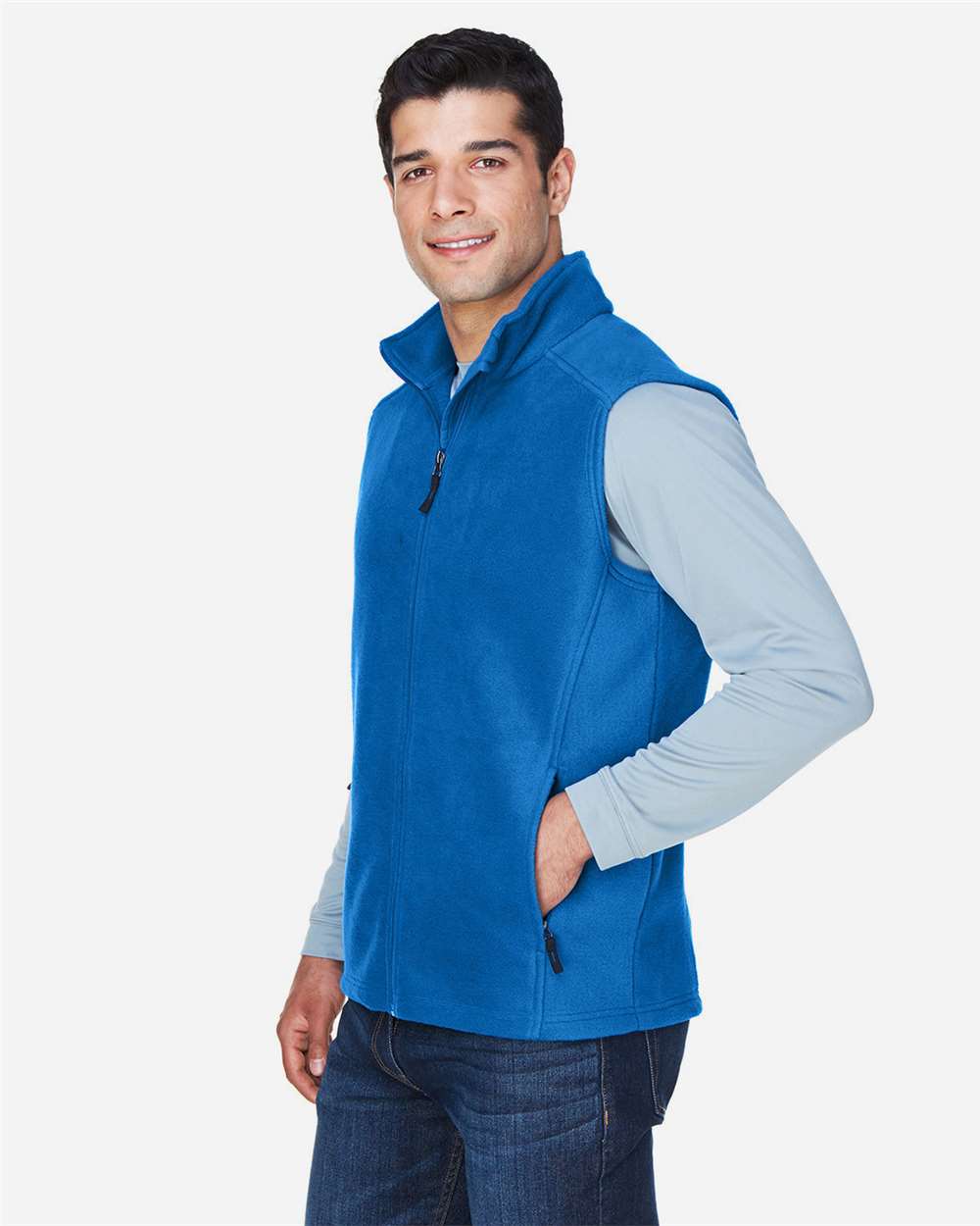 Men's Journey Fleece Vest - OnModelSide - B235A7753 - True Royal