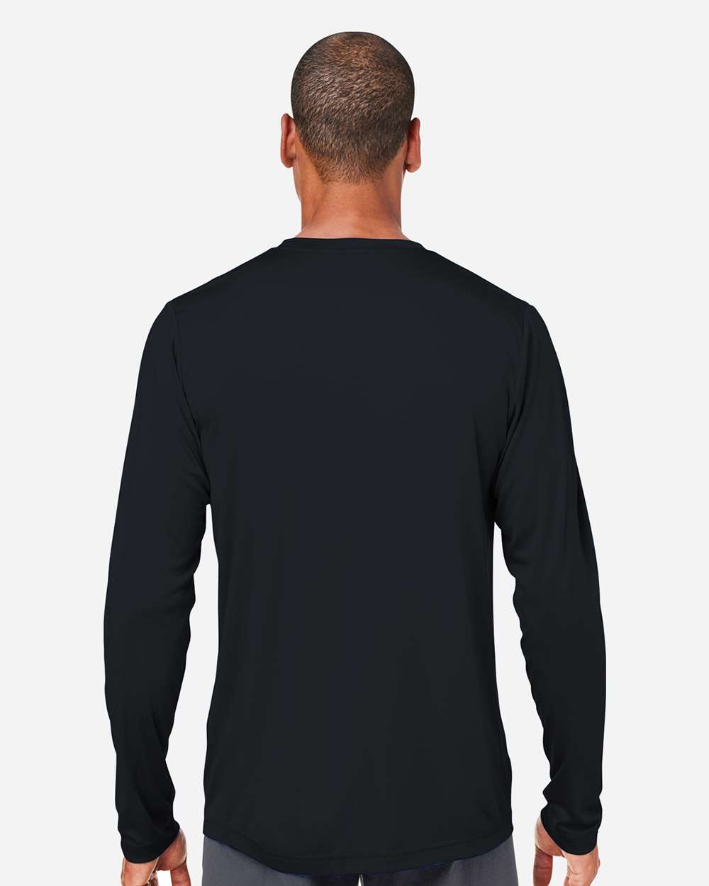 Unisex Capital Long Sleeve Performance T-Shirt - OnModelBack - B267A7502 - Black