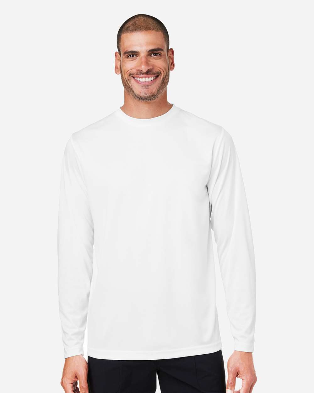Unisex Capital Long Sleeve Performance T-Shirt - OnModelFront - B267A7002 - White
