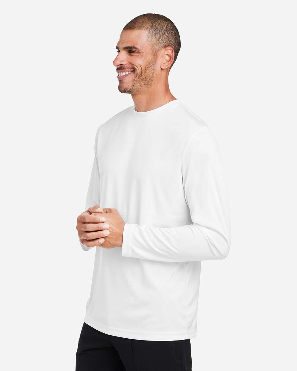 Unisex Capital Long Sleeve Performance T-Shirt - OnModelSide - B267A7002 - White