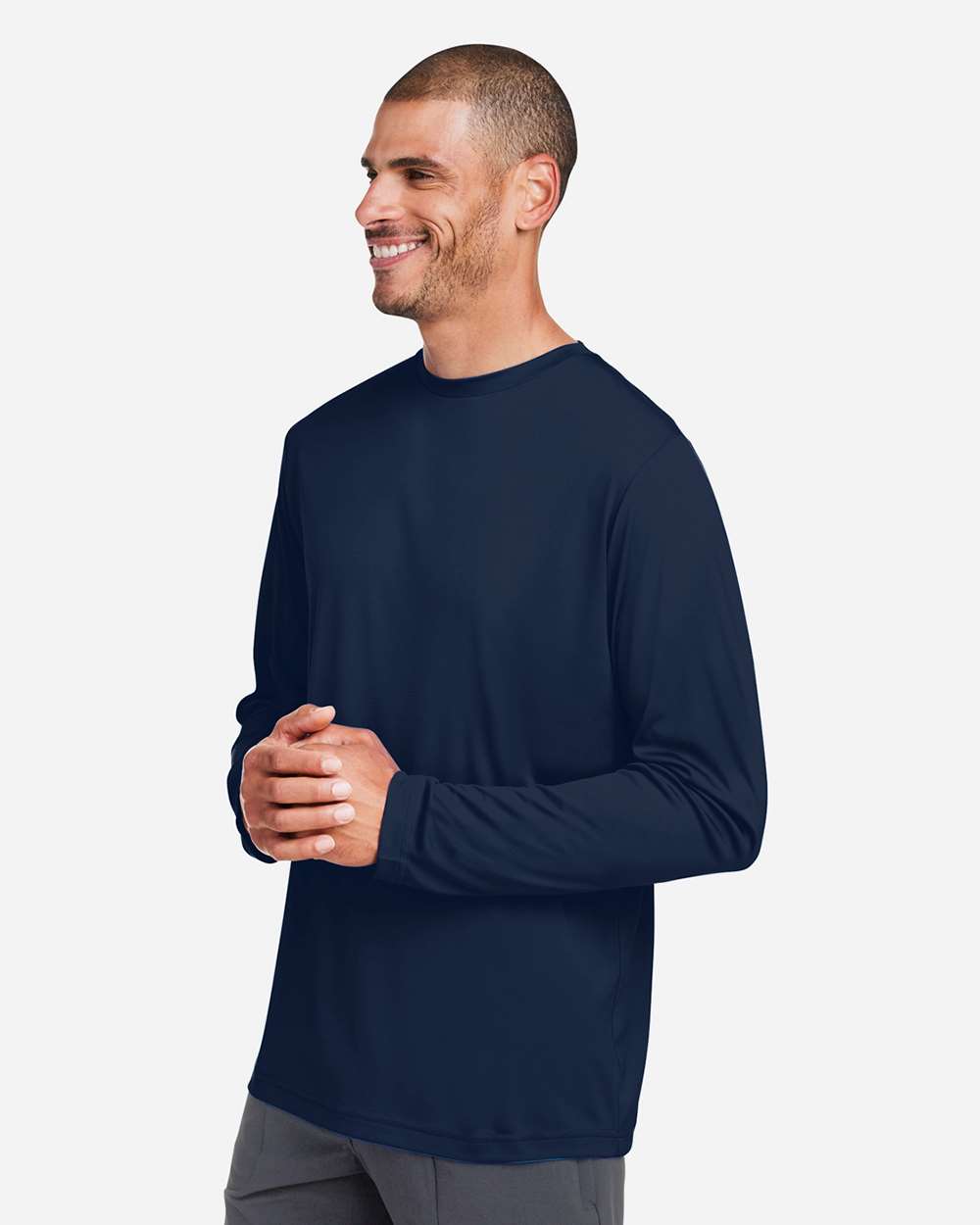 Unisex Capital Long Sleeve Performance T-Shirt - OnModelSide - B267A7652 - Classic Navy
