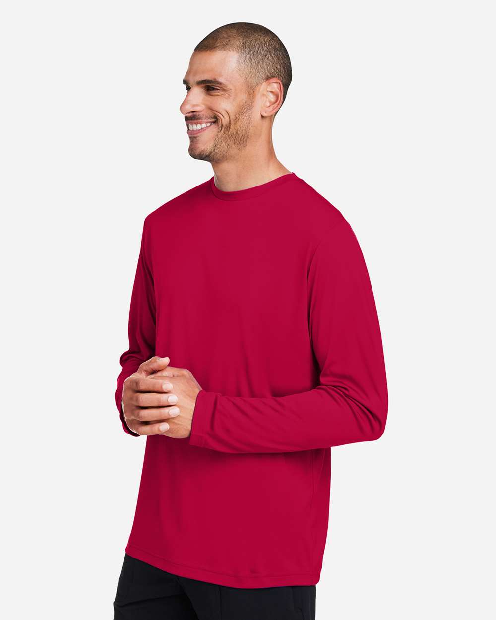 Unisex Capital Long Sleeve Performance T-Shirt - OnModelSide - B267A7702 - Classic Red