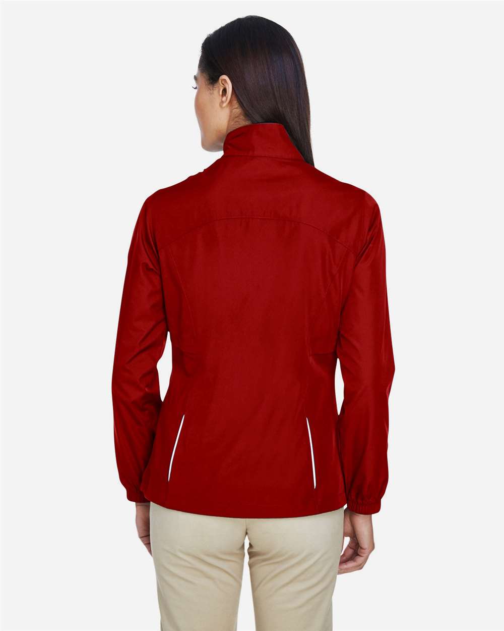 Women's Techno Lite Motivate Unlined Lightweight Jacket - OnModelBack - B209A7702 - Classic Red