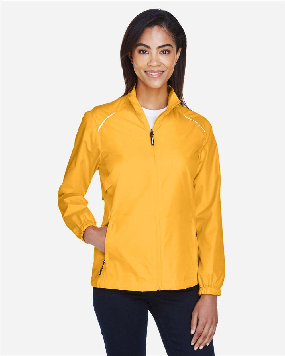 Women's Techno Lite Motivate Unlined Lightweight Jacket - OnModelFront - B209A7122 - Campus Gold