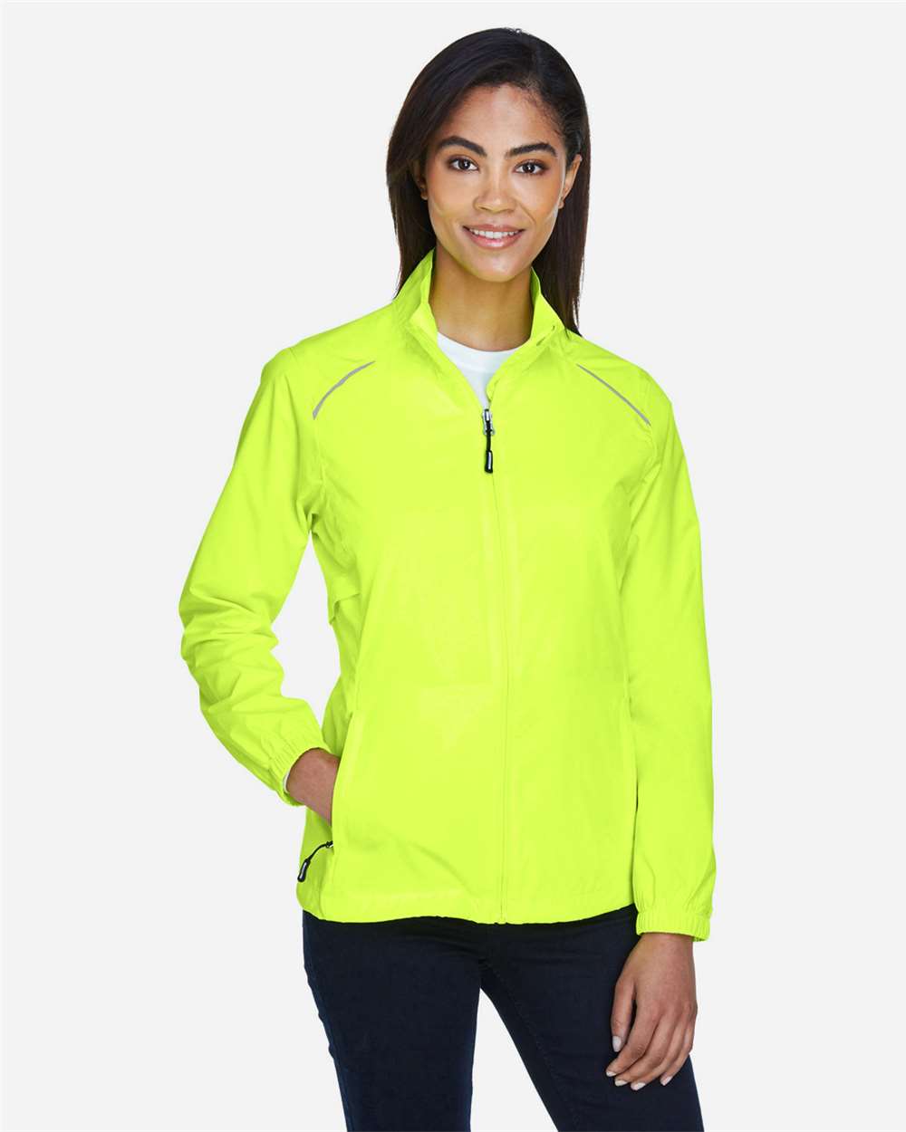 Women's Techno Lite Motivate Unlined Lightweight Jacket - OnModelFront - B209A7162 - Safety Yellow