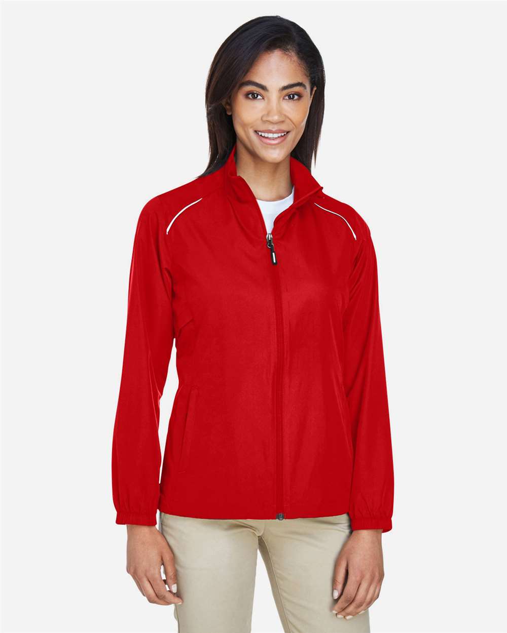 Women's Techno Lite Motivate Unlined Lightweight Jacket - OnModelFront - B209A7702 - Classic Red
