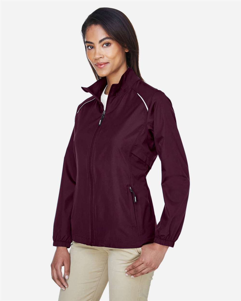Women's Techno Lite Motivate Unlined Lightweight Jacket - OnModelSide - B209A7532 - Burgundy
