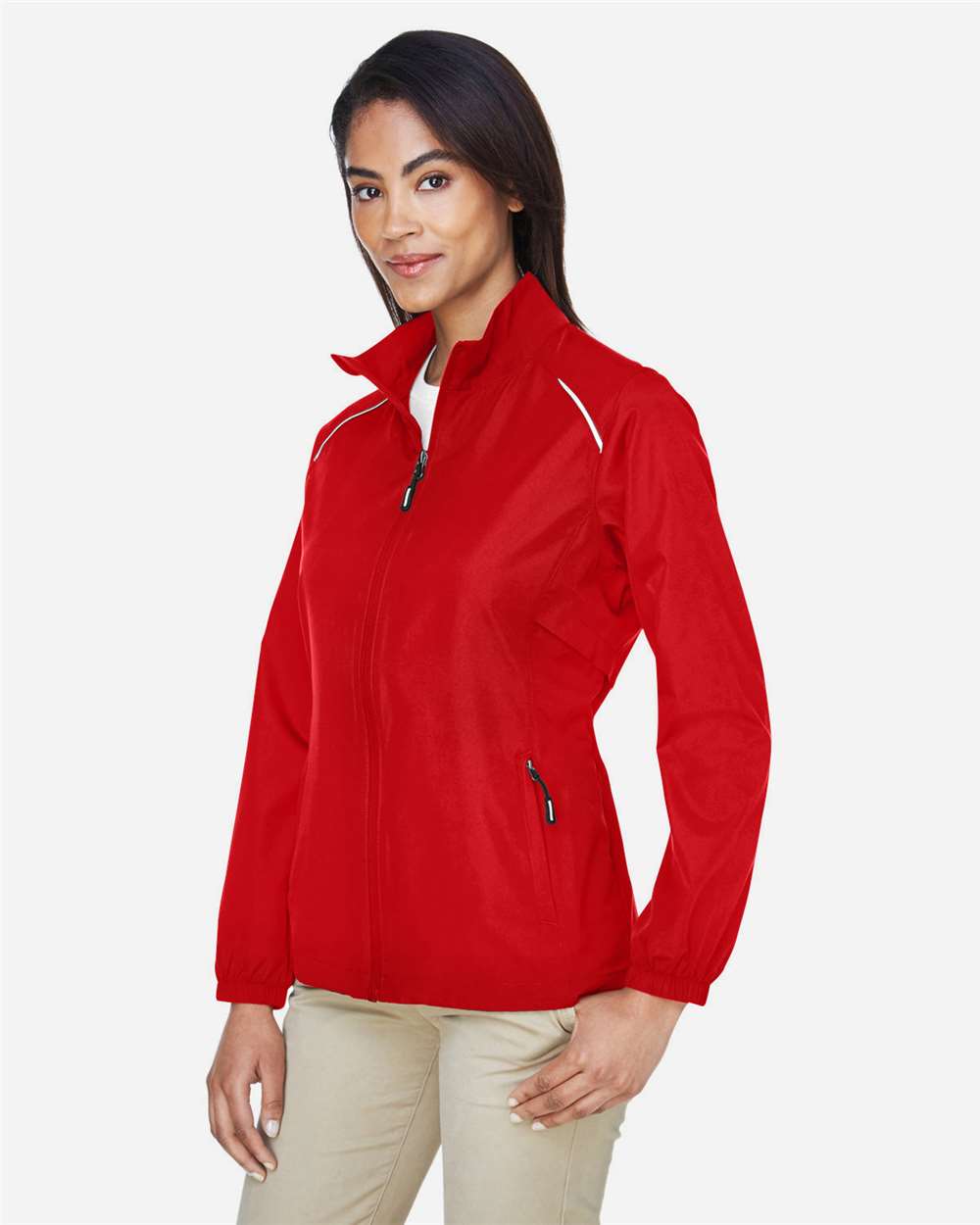 Women's Techno Lite Motivate Unlined Lightweight Jacket - OnModelSide - B209A7702 - Classic Red