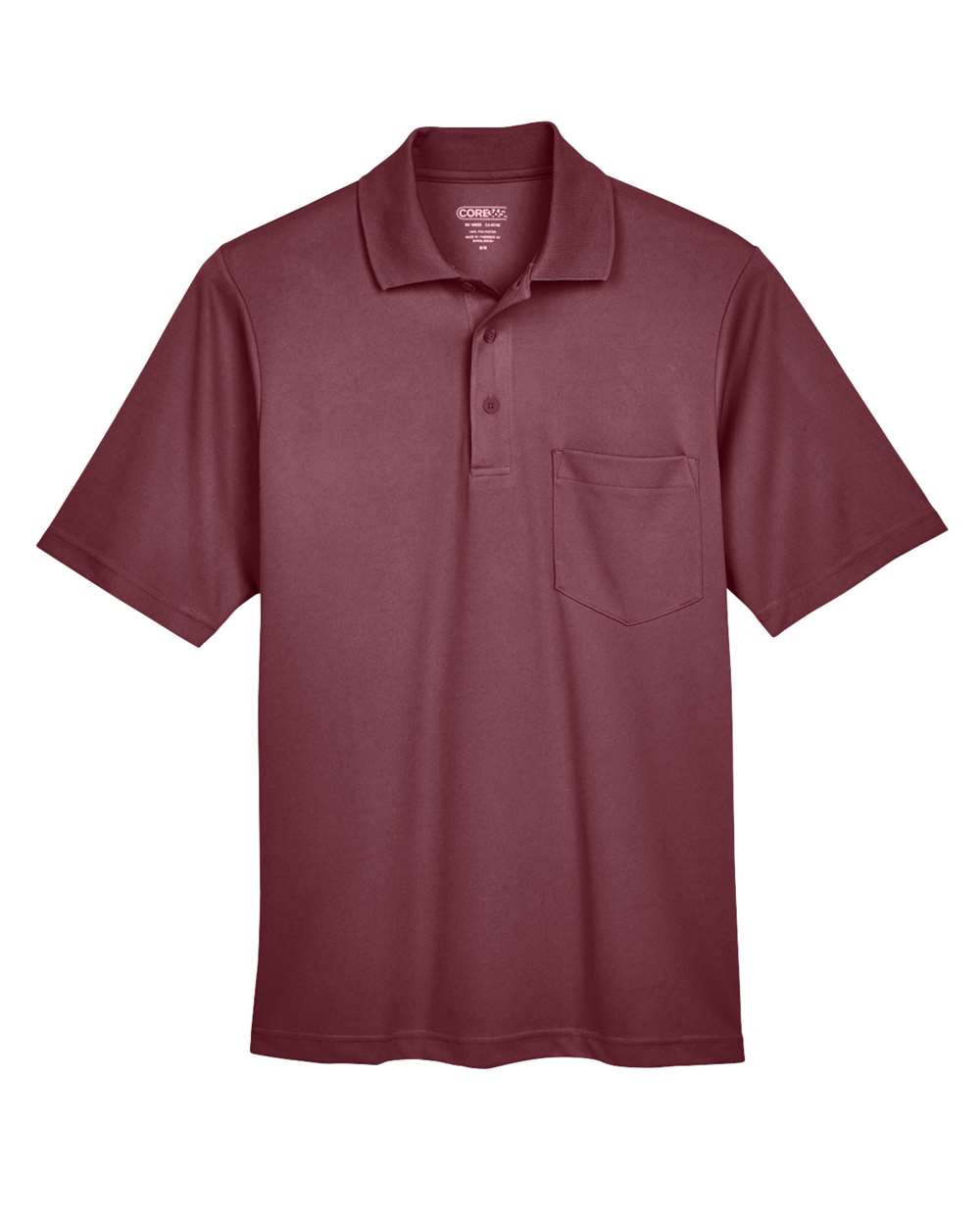 Men's Origin Performance Piqué Polo with Pocket - Front - B222A7533 - Burgundy