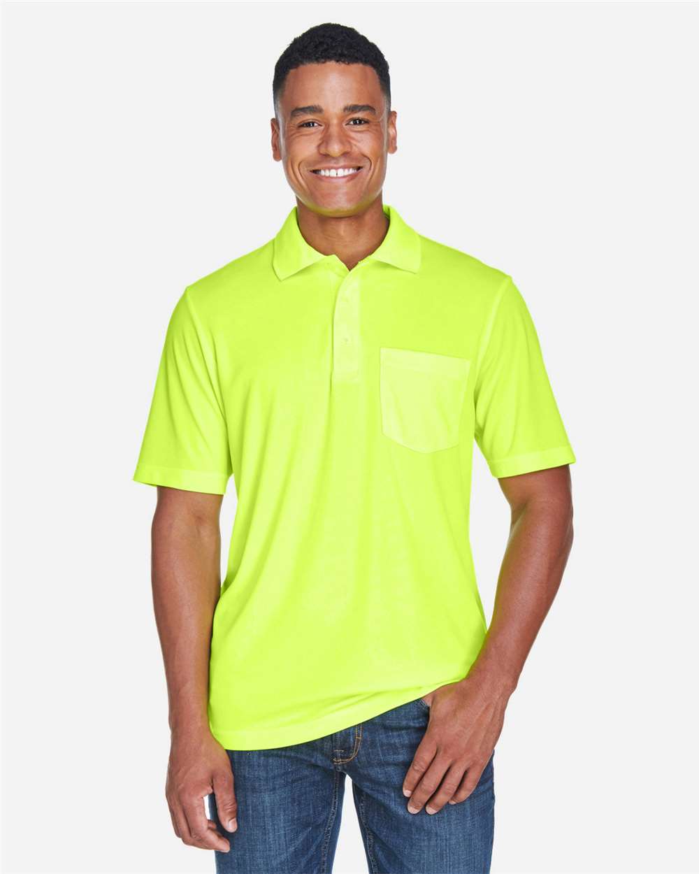 Men's Origin Performance Piqué Polo with Pocket - OnModelFront - B222A7163 - Safety Yellow