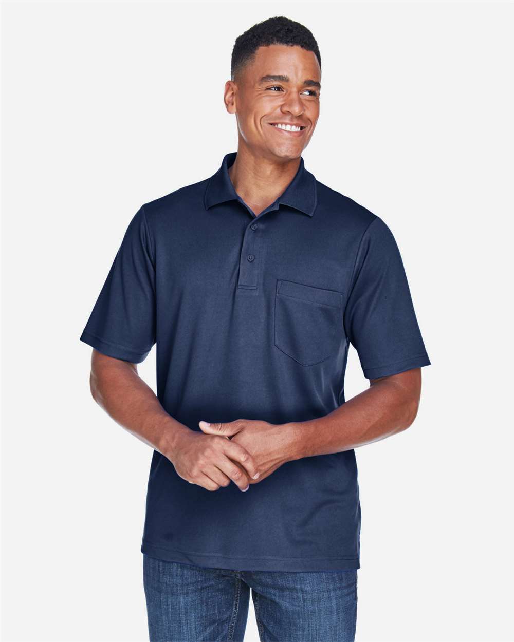 Men's Origin Performance Piqué Polo with Pocket - OnModelFront - B222A7653 - Classic Navy
