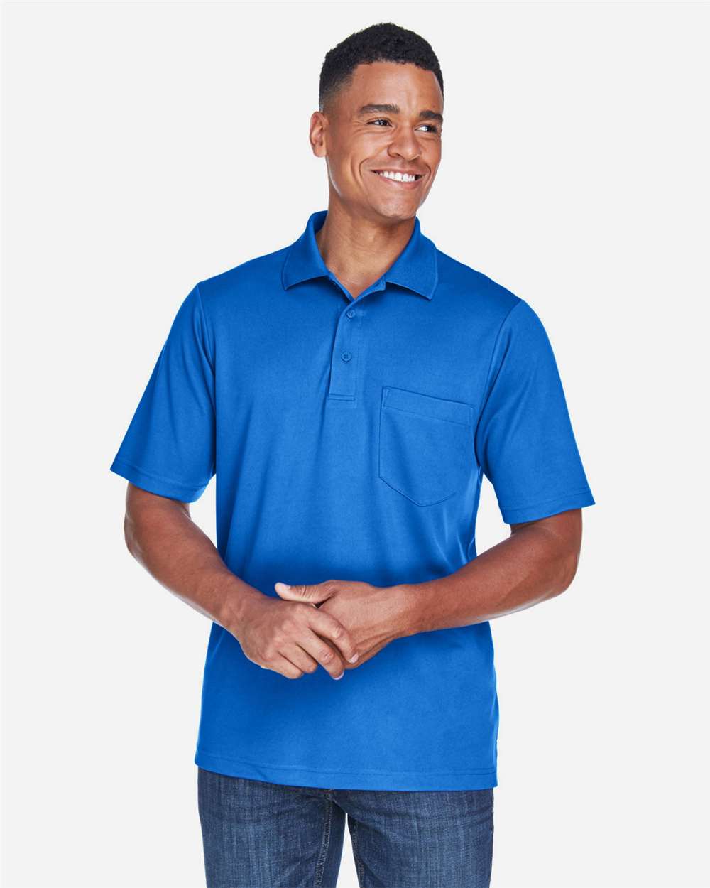 Men's Origin Performance Piqué Polo with Pocket - OnModelFront - B222A7753 - True Royal