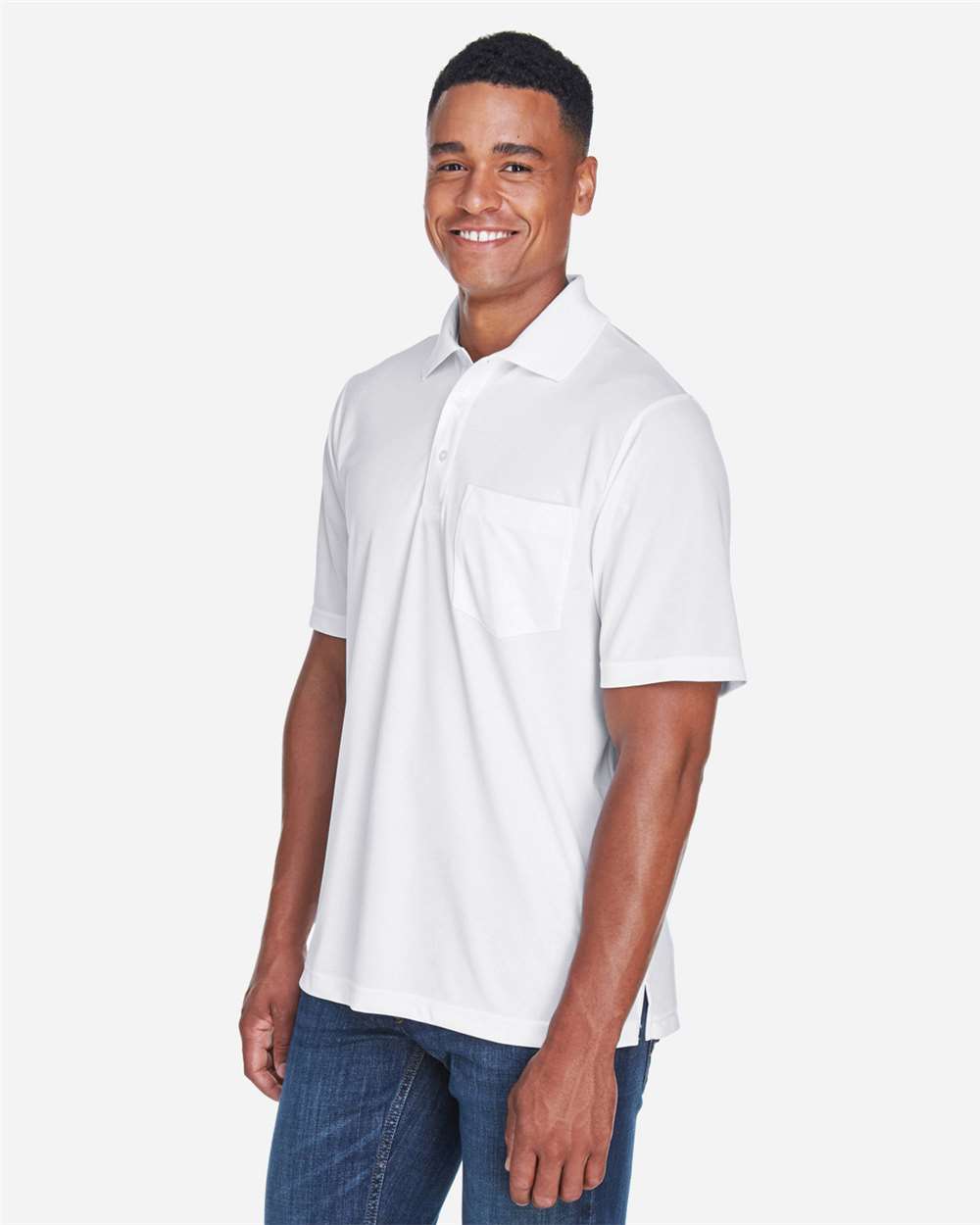 Men's Origin Performance Piqué Polo with Pocket - OnModelSide - B222A7003 - White