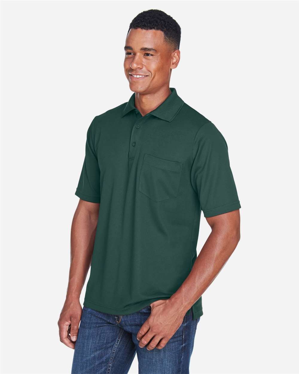 Men's Origin Performance Piqué Polo with Pocket - OnModelSide - B222A7543 - Forest