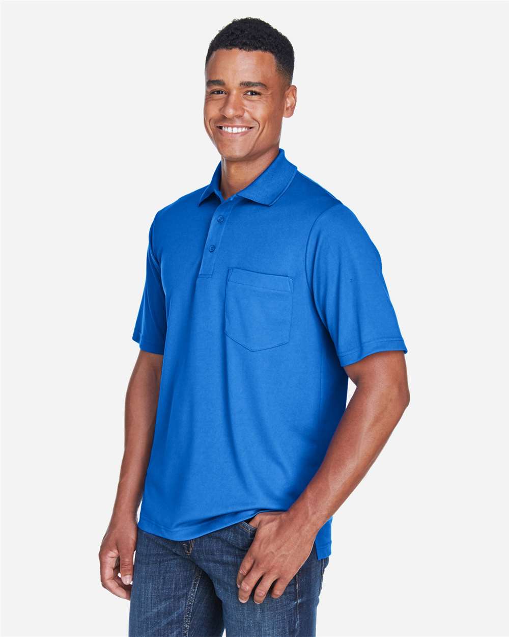 Men's Origin Performance Piqué Polo with Pocket - OnModelSide - B222A7753 - True Royal