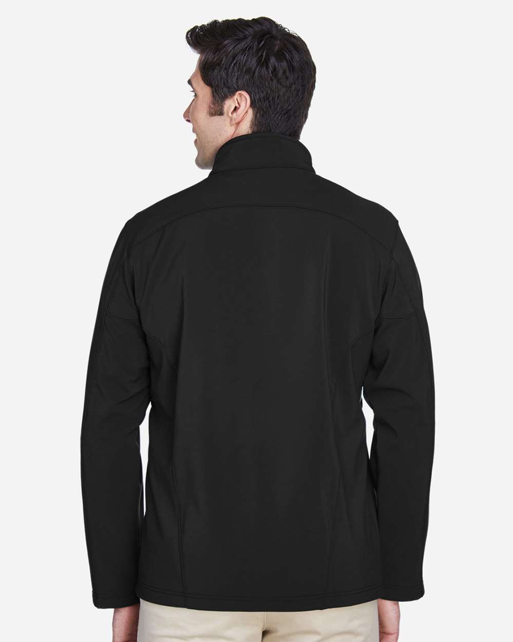 Men's Cruise Two-Layer Fleece Bonded Soft Shell Jacket - OnModelBack - B228A7502 - Black