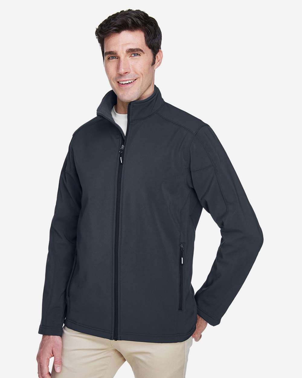 Men's Cruise Two-Layer Fleece Bonded Soft Shell Jacket - OnModelSide - B228A7582 - Carbon