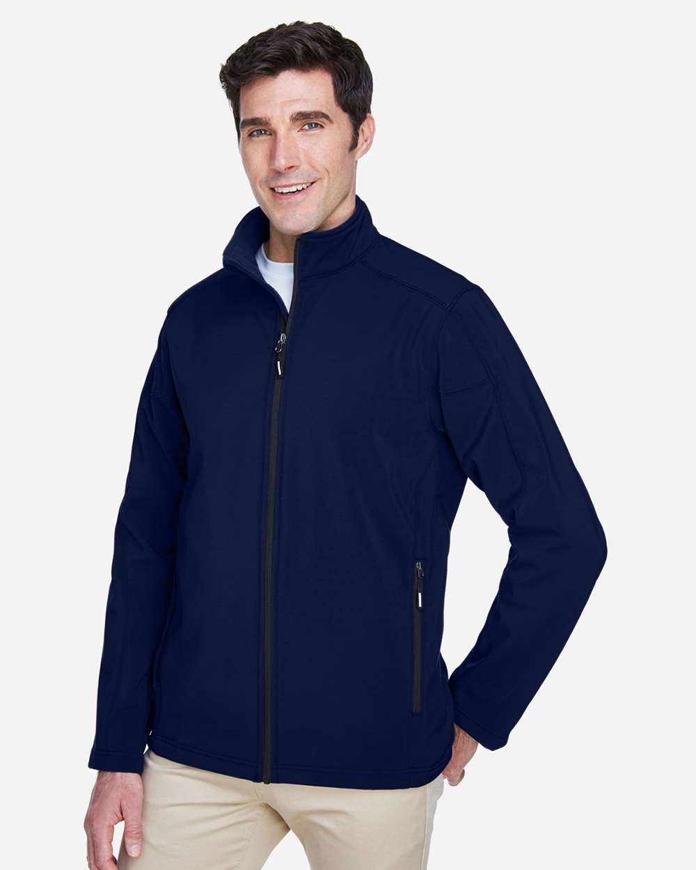 Men's Cruise Two-Layer Fleece Bonded Soft Shell Jacket - OnModelSide - B228A7652 - Classic Navy