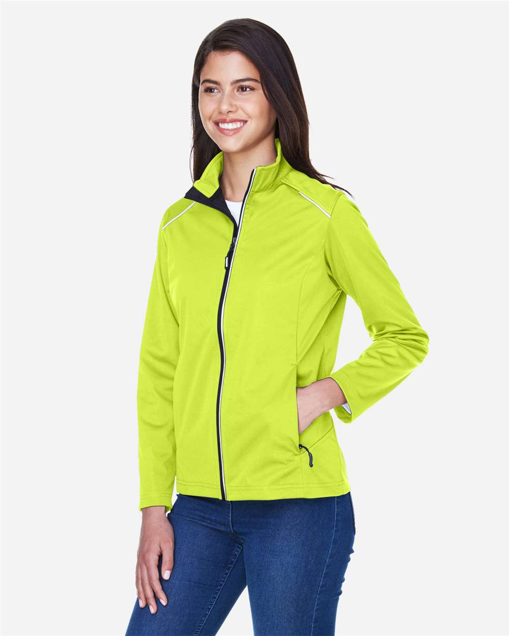 Women's Techno Lite Three-Layer Knit Tech-Shell - OnModelSide - B304A7162 - Safety Yellow