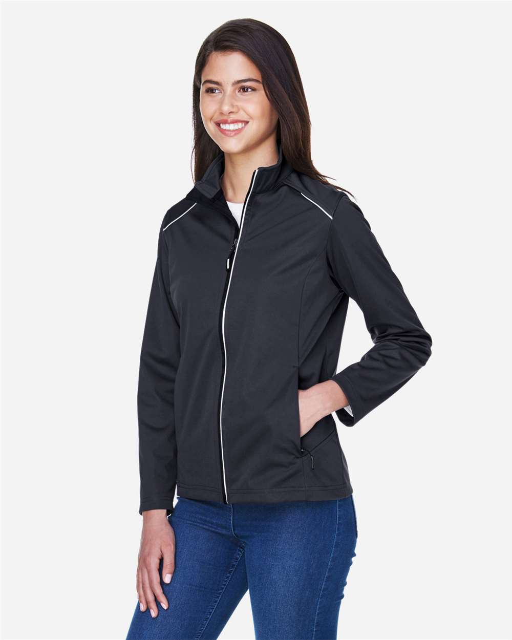 Women's Techno Lite Three-Layer Knit Tech-Shell - OnModelSide - B304A7502 - Black