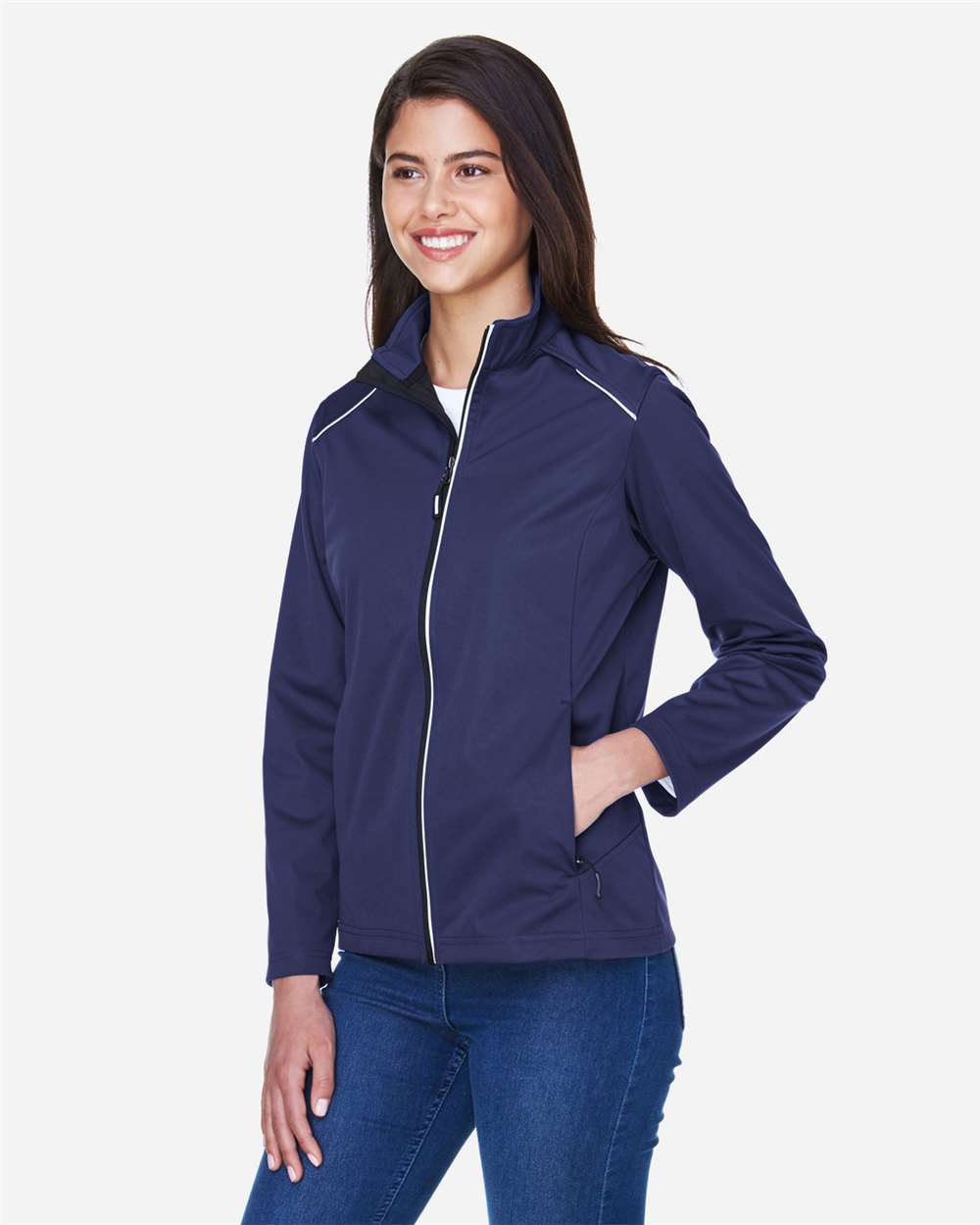 Women's Techno Lite Three-Layer Knit Tech-Shell - OnModelSide - B304A7652 - Classic Navy