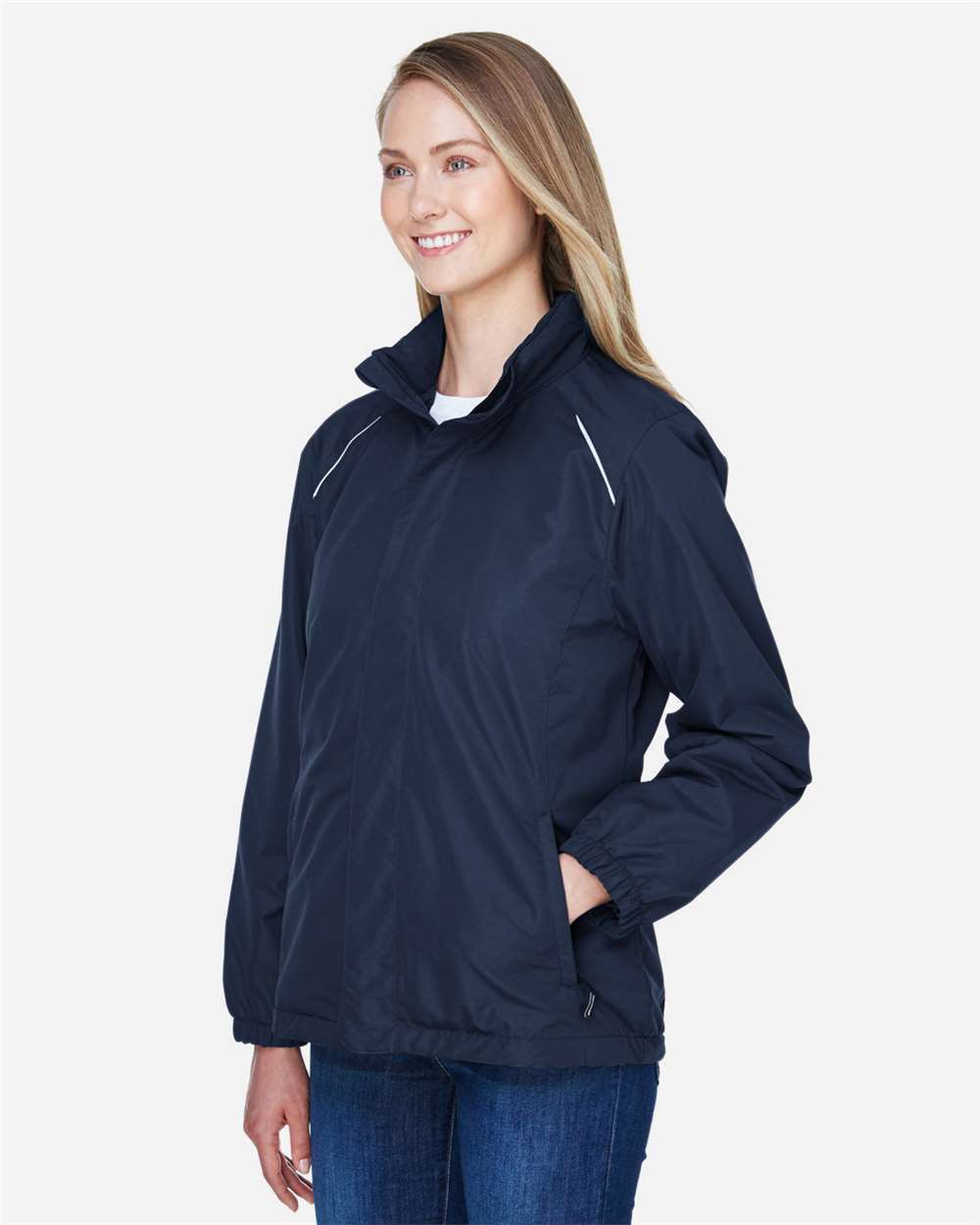 Women's Profile Fleece-Lined All-Season Jacket - OnModelSide - B220A7652 - Classic Navy