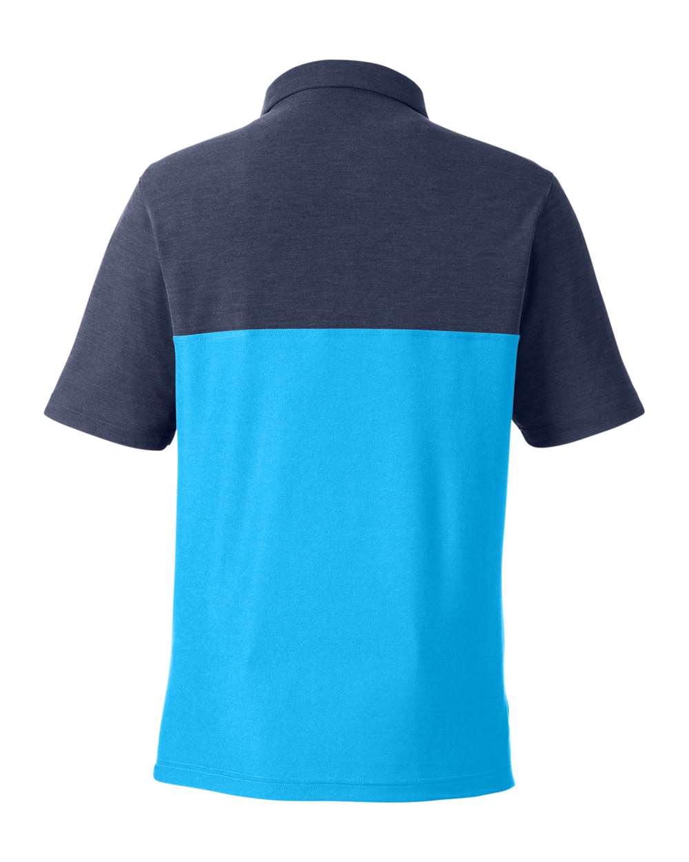 Men's Fusion ChromaSoft™ Colorblock Polo - Back - B276A7763 - Electric Blue/ Classic Navy Heather