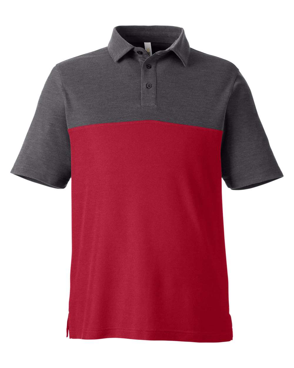 Men's Fusion ChromaSoft™ Colorblock Polo - Front - B276A7703 - Classic Red/ Carbon Heather