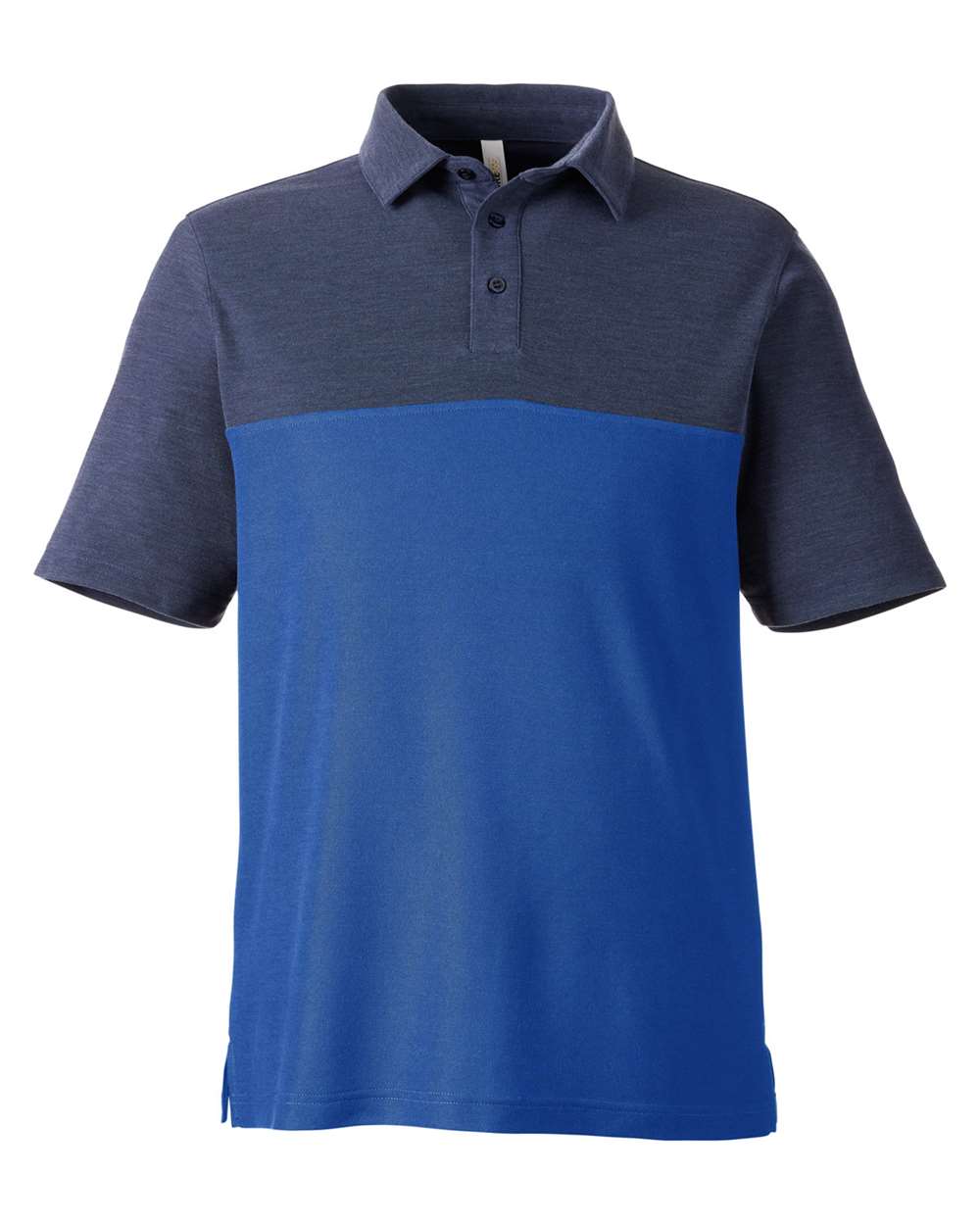 Men's Fusion ChromaSoft™ Colorblock Polo - Front - B276A7753 - True Royal/ Classic Navy Heather