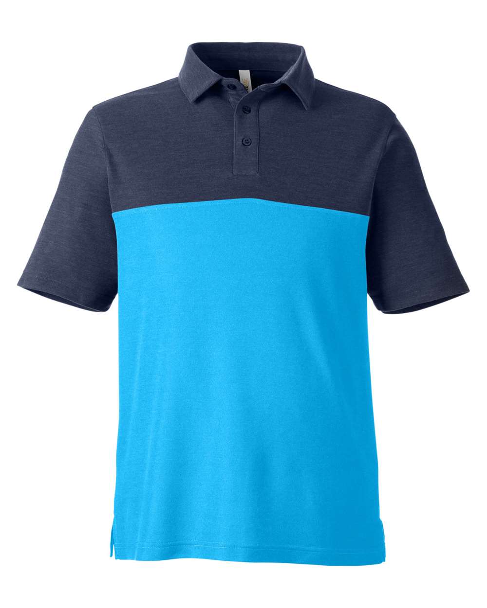 Men's Fusion ChromaSoft™ Colorblock Polo - Front - B276A7763 - Electric Blue/ Classic Navy Heather