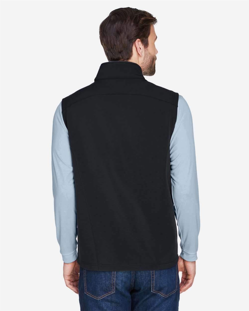 Men's Cruise Two-Layer Fleece Bonded Soft Shell Vest - OnModelBack - B297A7503 - Black
