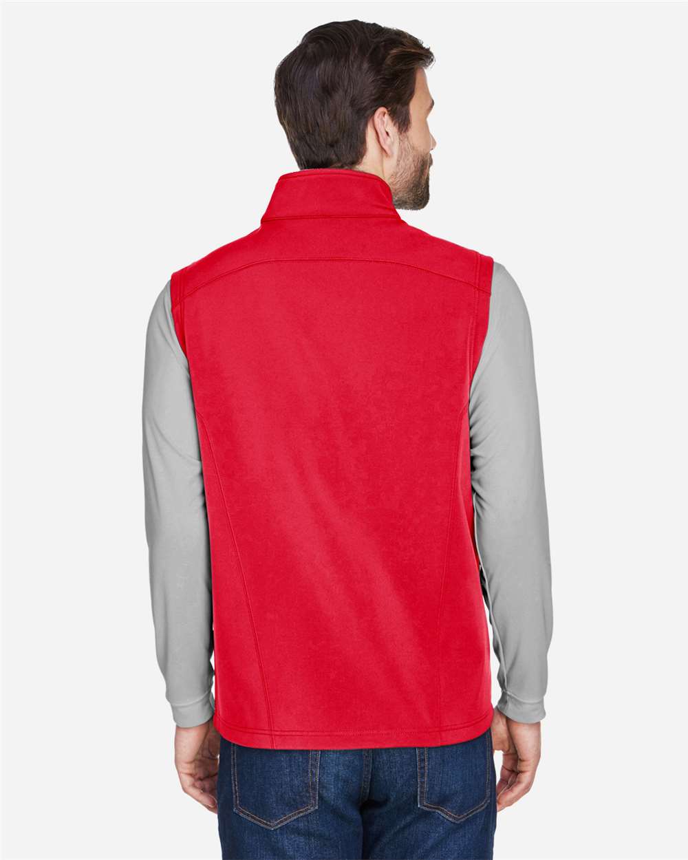 Men's Cruise Two-Layer Fleece Bonded Soft Shell Vest - OnModelBack - B297A7703 - Classic Red
