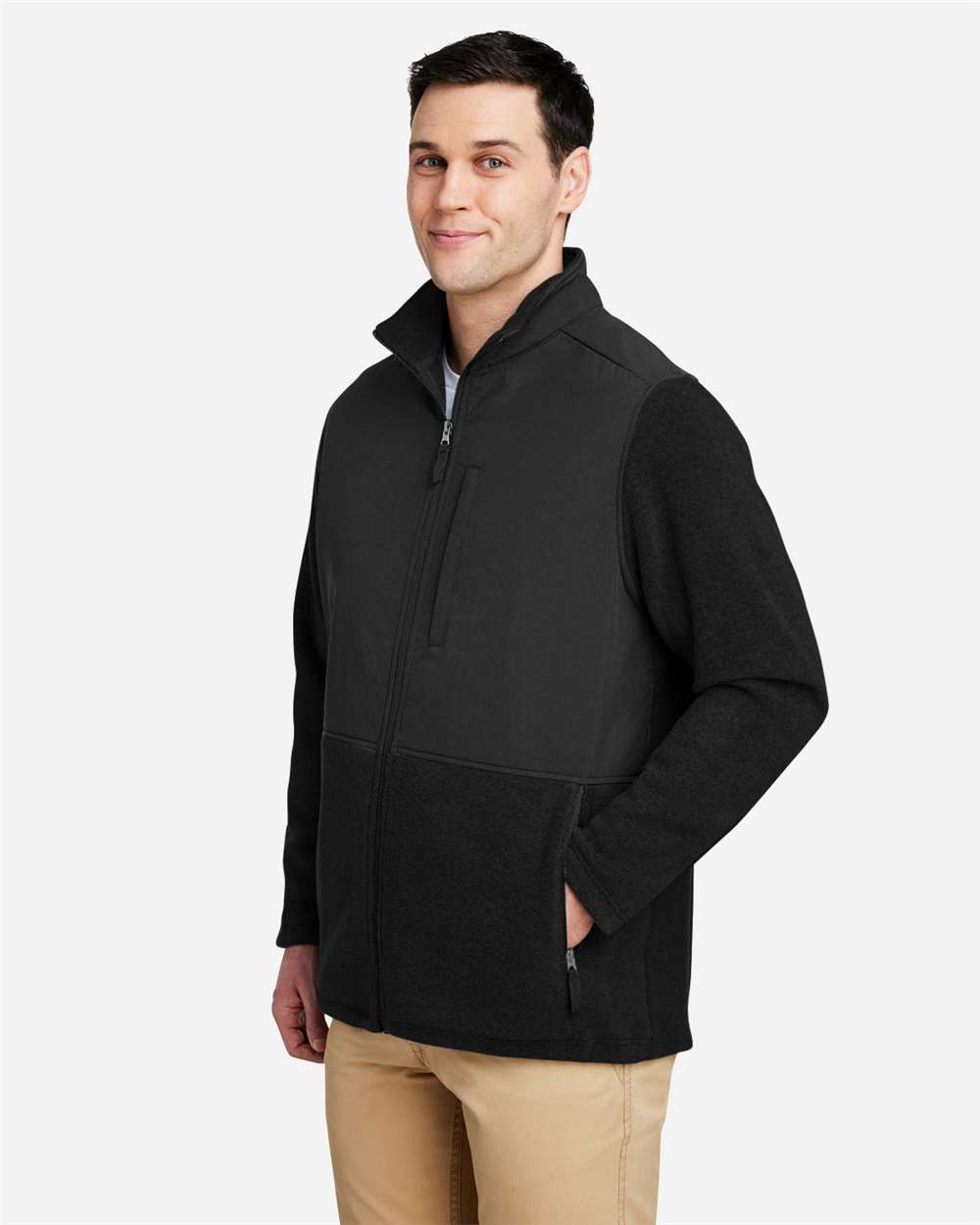 Men's Journey Summit Hybrid Full-Zip - OnModelSide - B324A7503 - Black/ Black